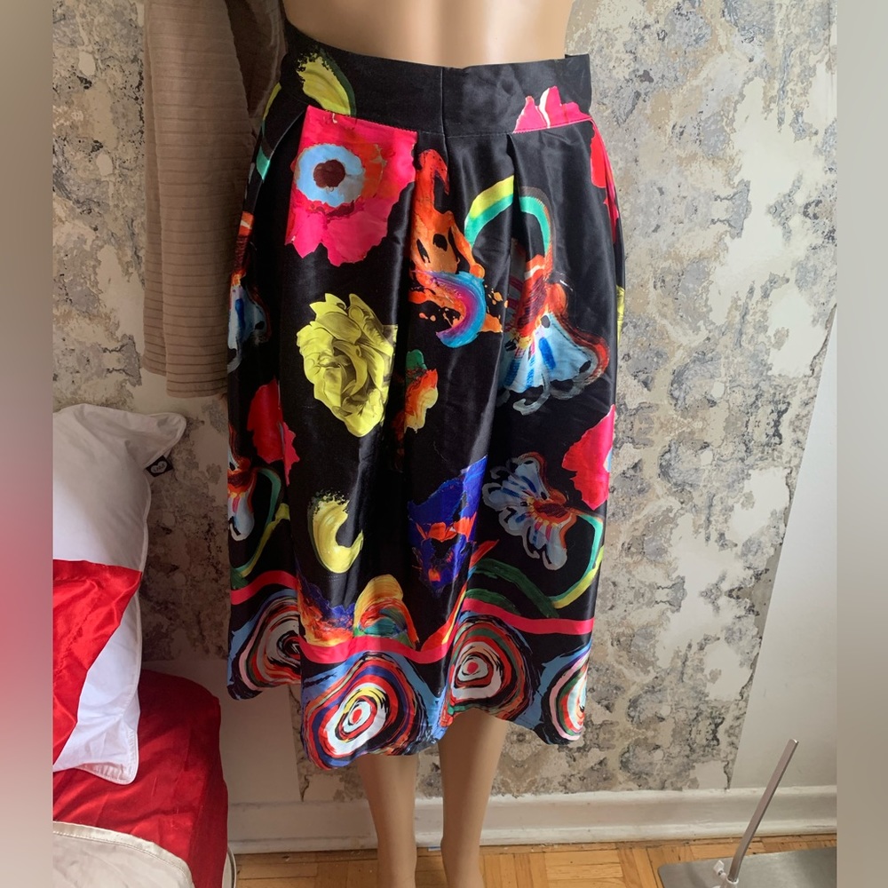 HANDMADE IN ITALY SATIN FEEL HIGH WAISTED FLORAL SKIRT